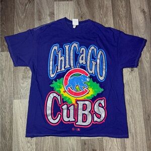 Women's '47 Navy Chicago Cubs Flashing Lights Boyfriend T-Shirt
